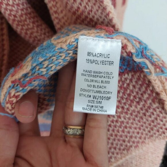 Heimish USA Multi Print Open Front Sweater Cardigan Size S/M NWT - Picture 6 of 8